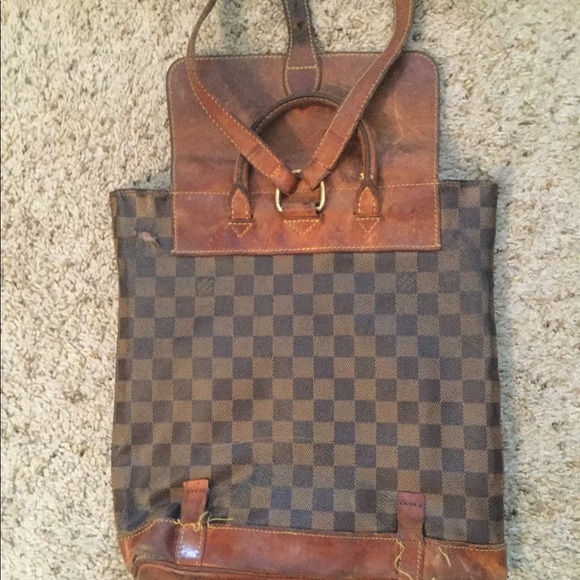 LOUIS VUITTON DAMIER CENTENAIRE VINTAGE BACKPACK LEATHER SHOULDER PURSE BAG Y2K - Picture 3 of 14